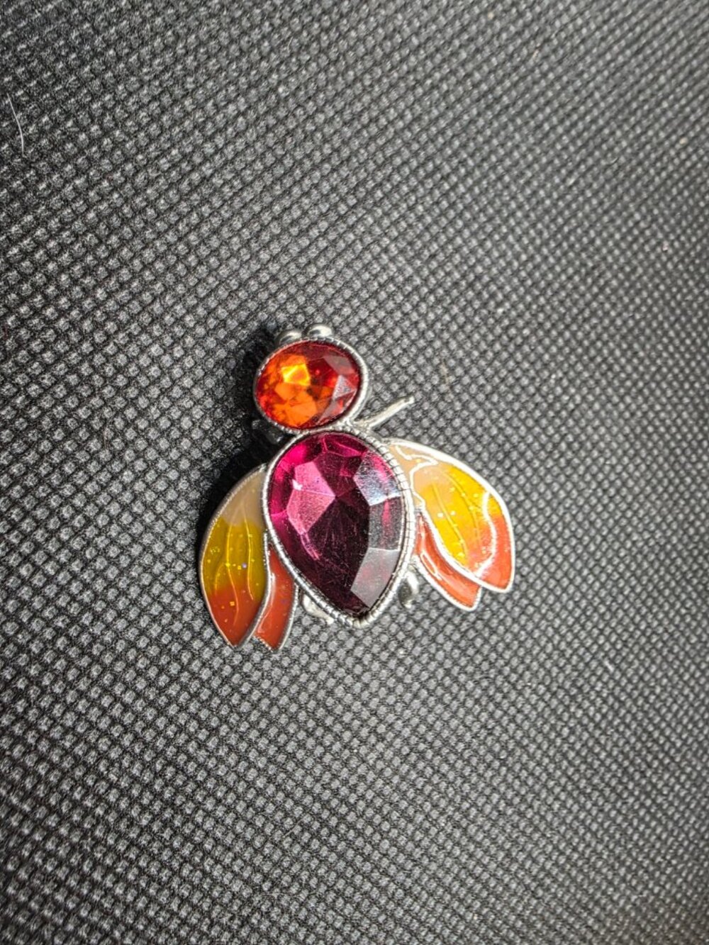 Vintage Avon Colorful Rhinestone Bug Brooch Pin Enamel Orange Pink Yellow